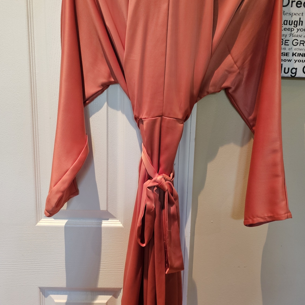 ASOS Coral Satin Midi Dress